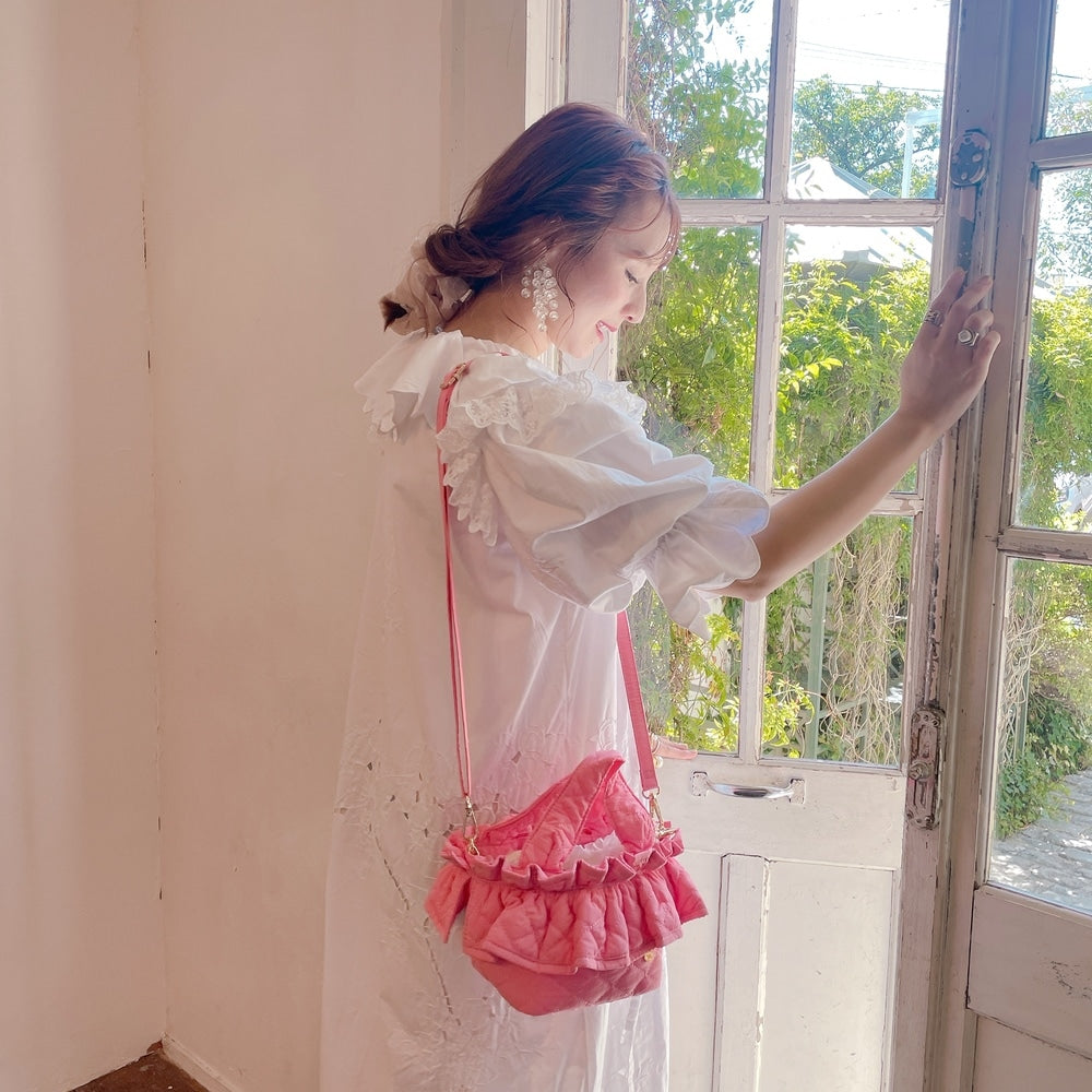 ミニフリルバッグ Quilting Frill Bebe【バニラ/ホットピンク/カーキ/ギンガム/ラベンダー/ミルクティ】