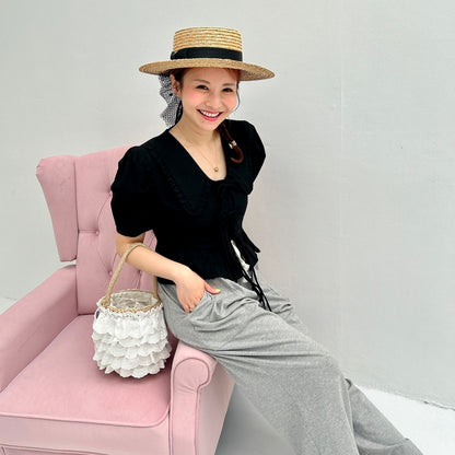 ★パフスリーブRibbonブラウス