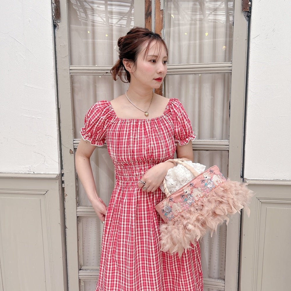 ★Ginghamシャーリングワンピース
