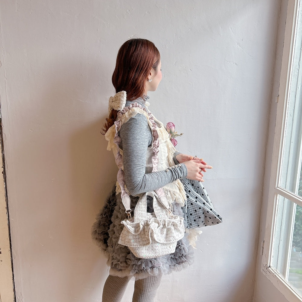 ミニフリルバッグ Tweedy Bebe【チェックホワイト】1サイズ – Saha by
