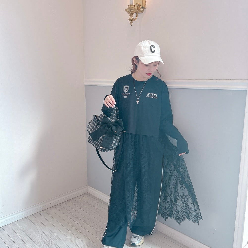 ★SheerレースロンTワンピ