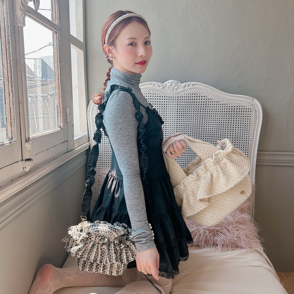 ミニフリルバッグ Tweedy Bebe【ブラック×ホワイト】1サイズ