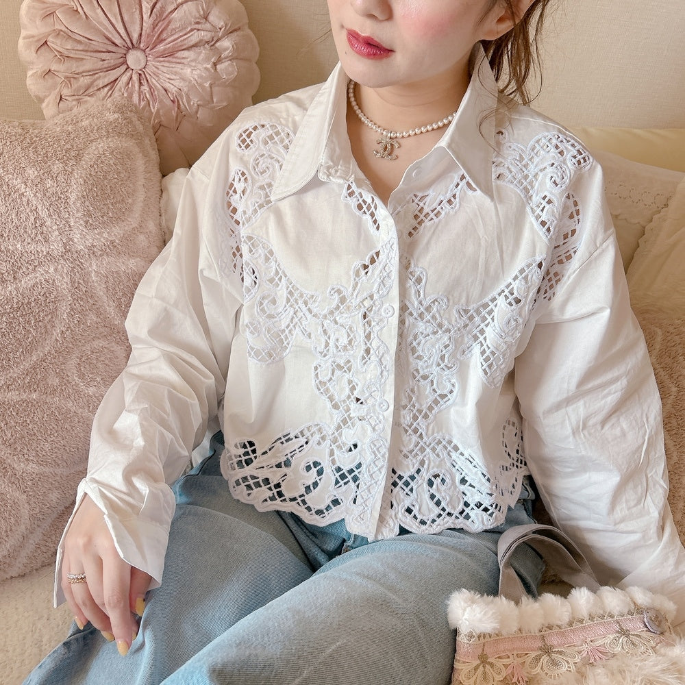 ★Croppedレースシャツ