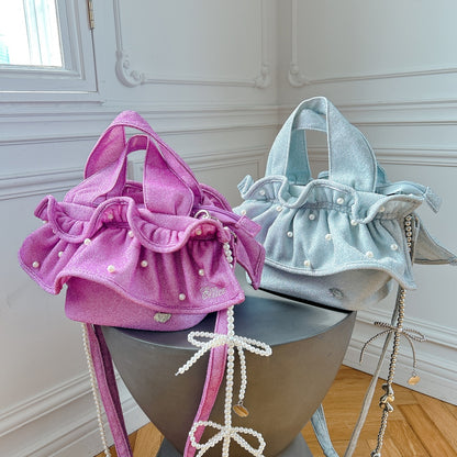 予約 ミディフリルバッグ Pearlette Bebe【ラメ】