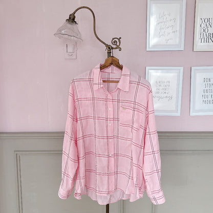★Pinkish Gridシャツ