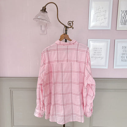 ★Pinkish Gridシャツ