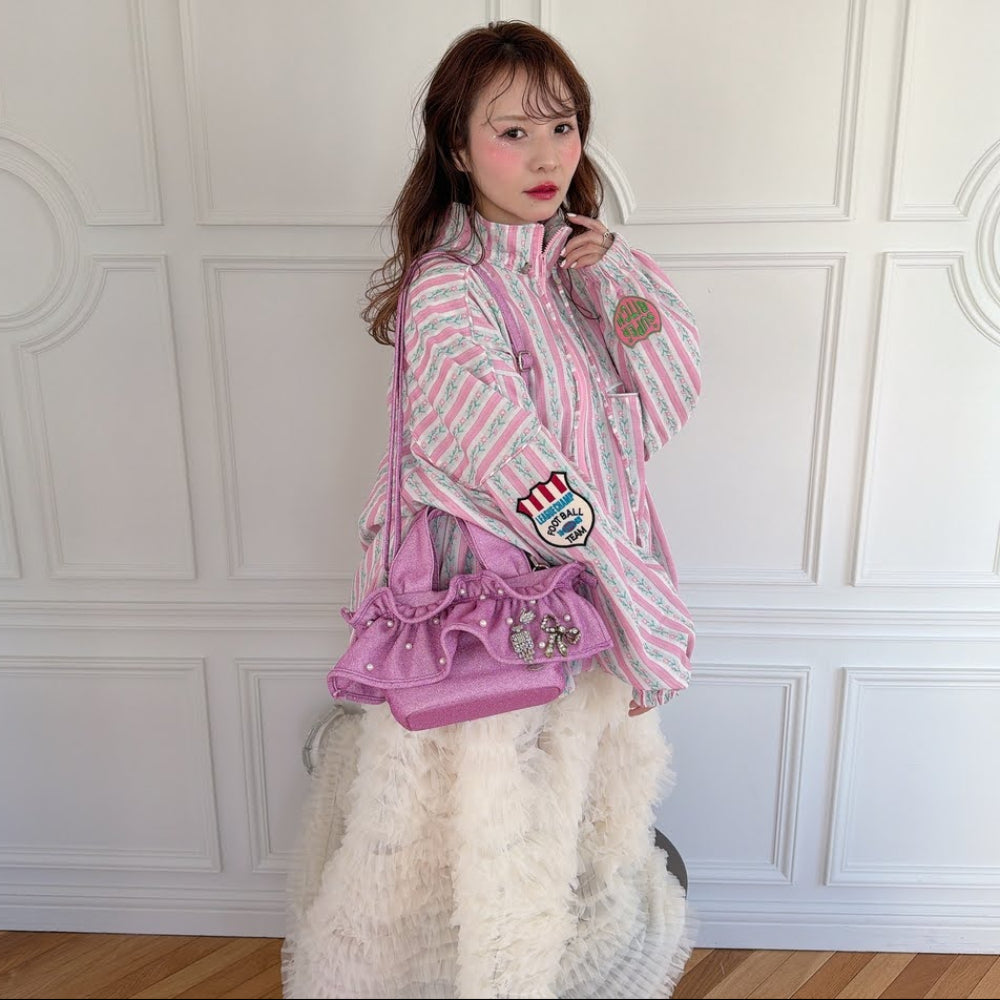 予約 ミディフリルバッグ Pearlette Bebe【ラメ】