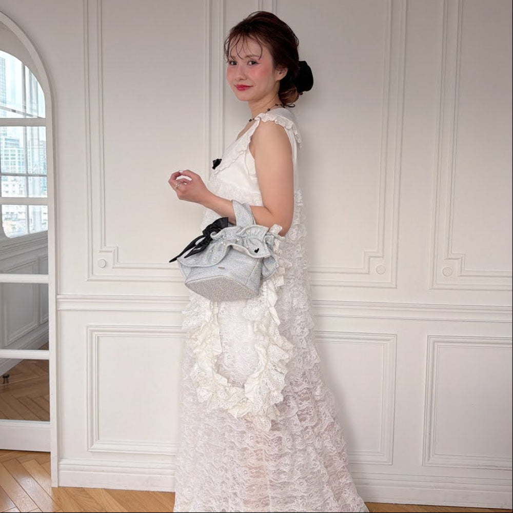 予約 ミディフリルバッグ Pearlette Bebe【ラメ】