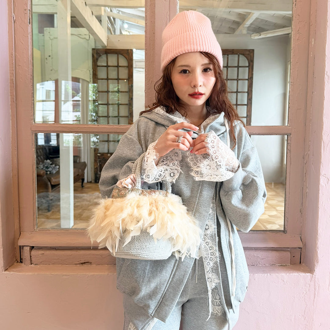 ニットトート+巾着 Marrakesh Belle-Grey
