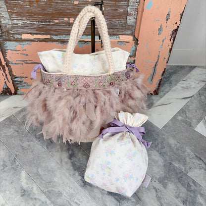 ニットトート+巾着 Marrakesh Belle-Grey