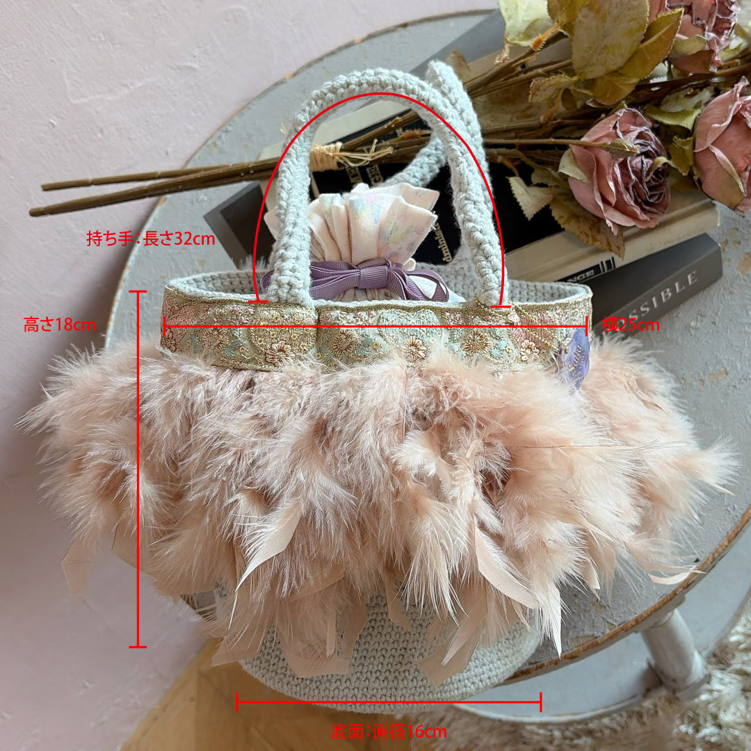 ニットトート+巾着 Marrakesh Belle-Grey